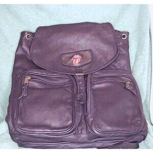 Vintage Rolling Stones Black Faux Leather Backpack